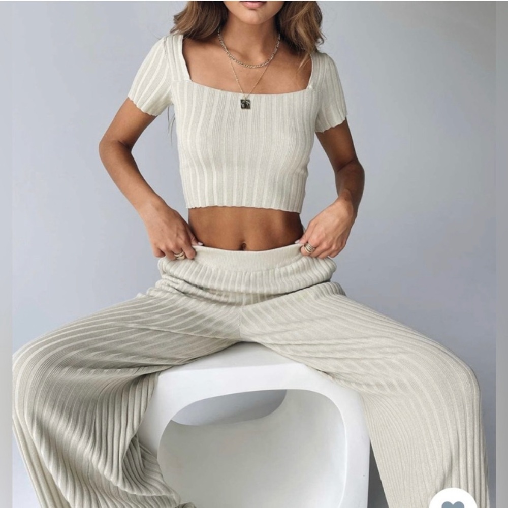 Princess Polly Cream Two Piece Pant Set